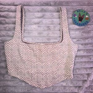 Intimately Free People Medium Corset Tank Top Pink Beige Western Boho‎ Coquette